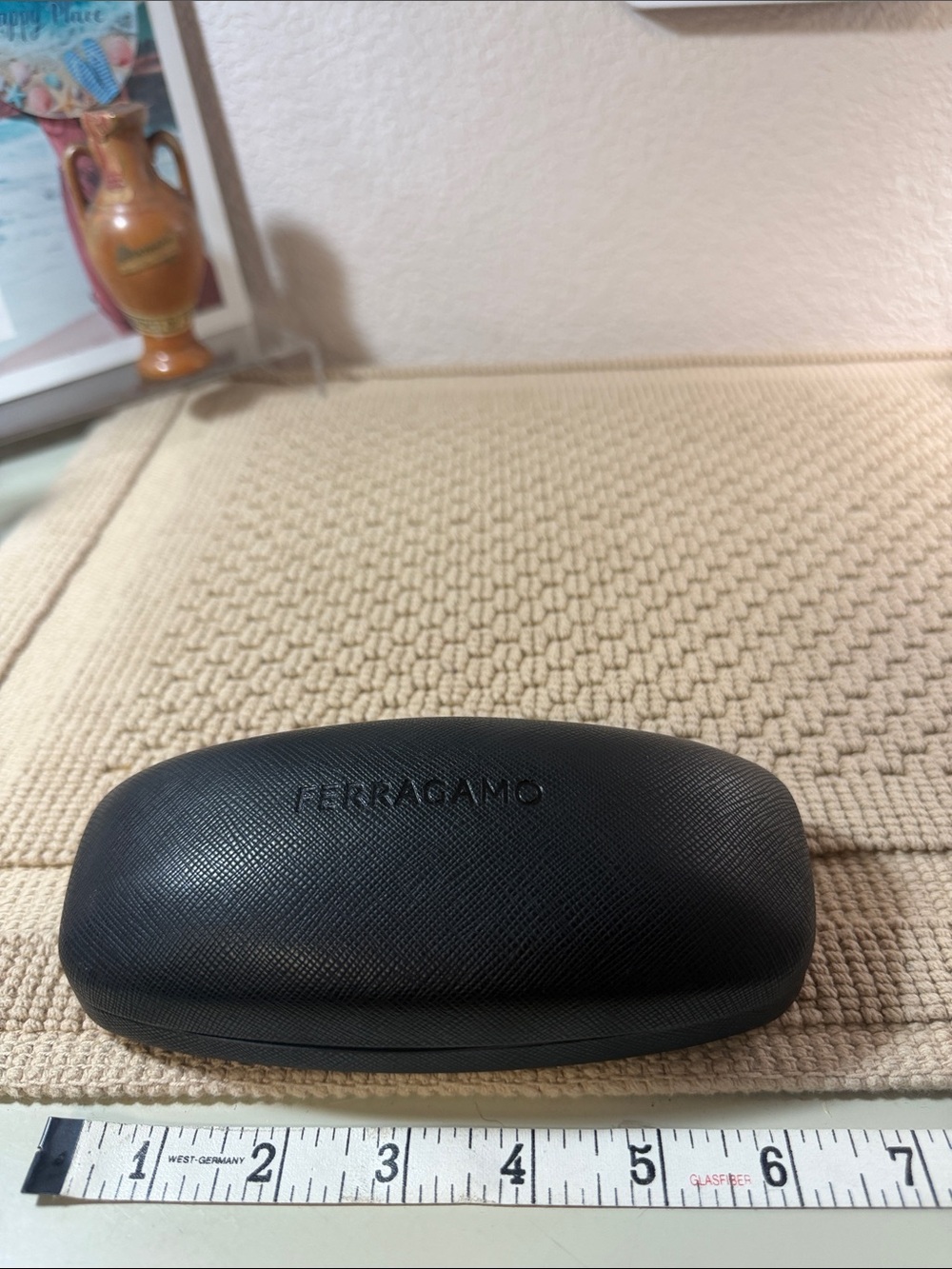 Salvatore Ferragamo Black Textured Hard Sunglasses Case